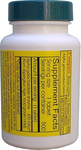 Miniatura 2 de Bean-Zyme Extra Strength (500 ct) es de 400 GAUL por tableta