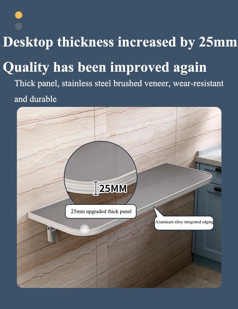 Mesa Plegable de Acero Inoxidable para Montaje en Pared, Ahorra Espacio, Ideal para lavandería y Cocina. Mesa portátil de 60x40 cm para Food Trucks, Bares y Espacios pequeños.