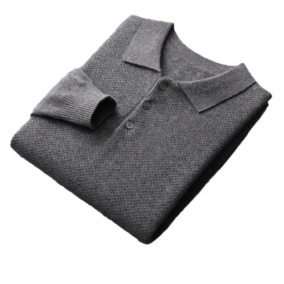 Vogrtcc Chaqueta de punto de cachemira para hombre, ligera, cálida, informal, para otoño e invierno, Gris oscuro9, S
