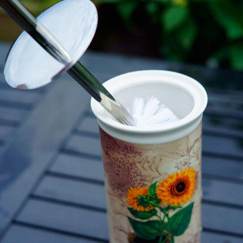 Ceramiczny zestaw szczotek toaletowych ze słonecznikiem z uchwytem ze stali nierdzewnej, stylowy środek do czyszczenia łazienki z uchwytem, idealny do higieny i łatwego czyszczenia