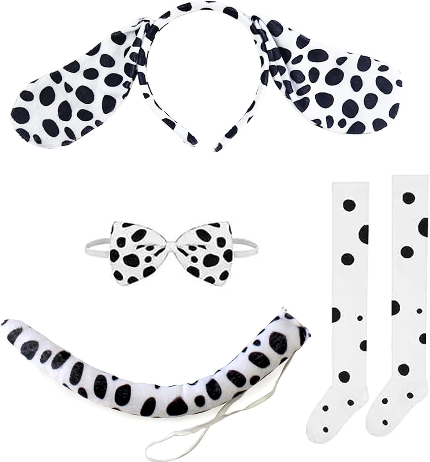 eyigylyo Halloween Dalmatian Costume Set Dog Ears Headband Dalmatian Tight Tail