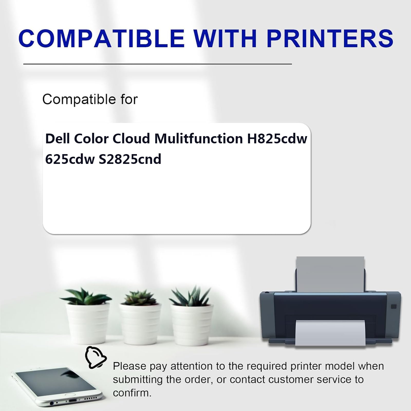 H825 Unità Tamburo (con Chip) di Ricambio per Dell Color Cloud Multifunzione H825cdw 625cdw S2825cnd Stampante【Volume di Stampa Elevato】,Black-3 pack