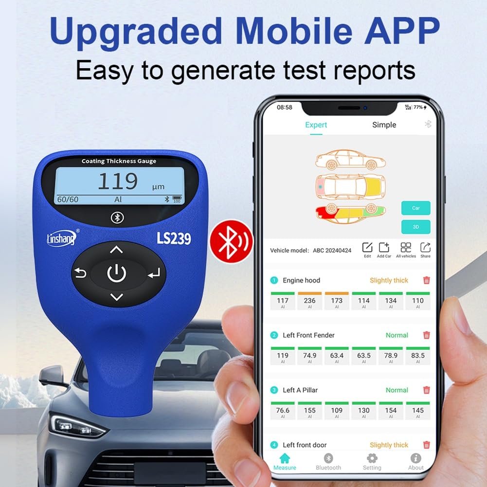 LS239 Upgrade tester lakieru samochodowego o wysokiej dokładności 0,0-5000 μm, profesjonalna grubość powłoki