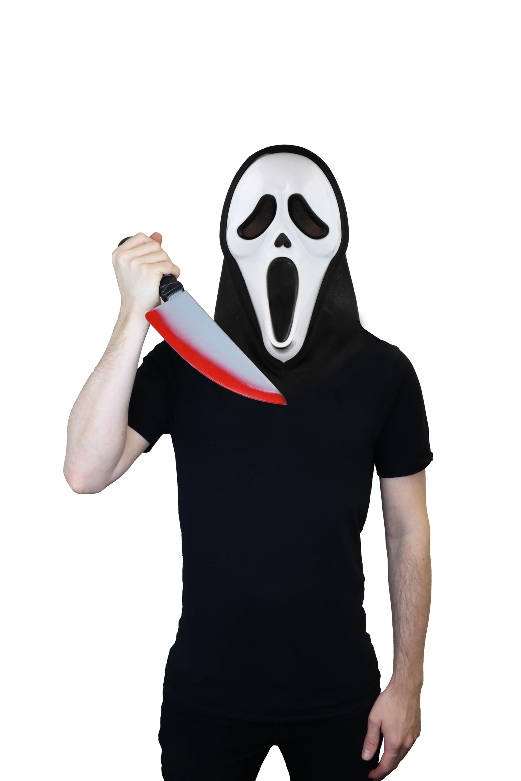 HENBRANDT 1 x Adult Screaming Ghost Skull Mask with Black Hood Full Head Mask Horror Skull Ghost Face Mask Cosplay Trick or Treat Halloween Fancy Dress Costume Accessories for Men and Women - Image 2