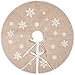 Tatuo Falda de Árbol de Navidad Falda de Árbol de Arpillera Impresa de Copo de Nieve Blanco Funda de Base de Árbol para Navidad Fiesta Decoraciones (80 cm)