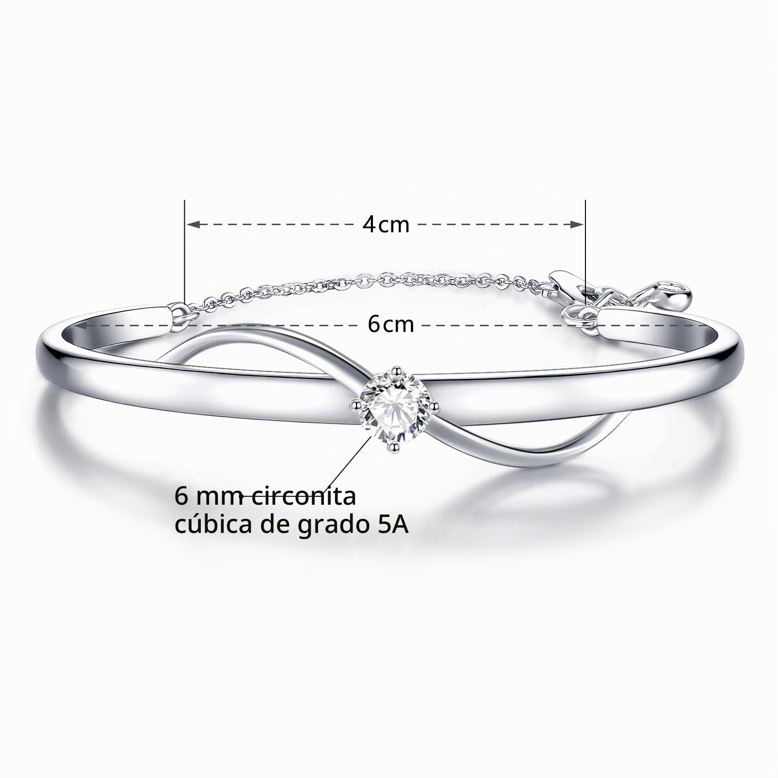 Pulsera Brazalete Abierto de Mujer Bañado en Oro 18K Circonita Joyería para Mujer Novia Madre Hija Esposa Hermana Regalo de Cumpleaños Aniversario San Valentín Navidad