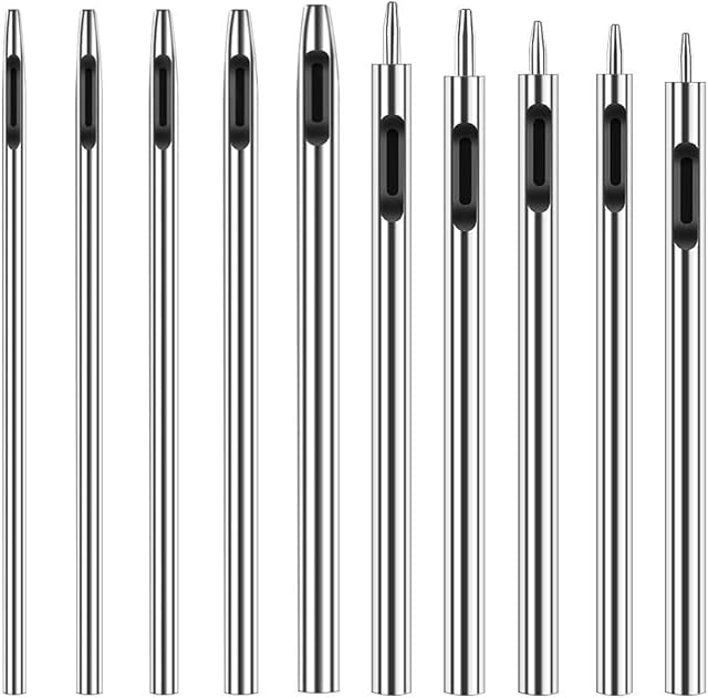 10 Sizes Hollow Leather Punch, 0.5-3.5mm Leather Punch Tool Set, Hollow Punch, Round Punch for Leather Watch Strap, Leather, Sealing Belt, Fabric, Canvas, Paper, Plastic