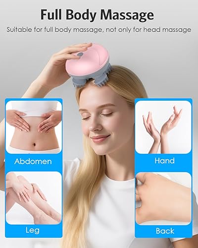 Miniatura 25 de AMIR Masajeador eléctrico para el cuero cabelludo, masajeador de cabeza portátil con amasado 96 nodos de masaje, masajeador de mano para aliviar