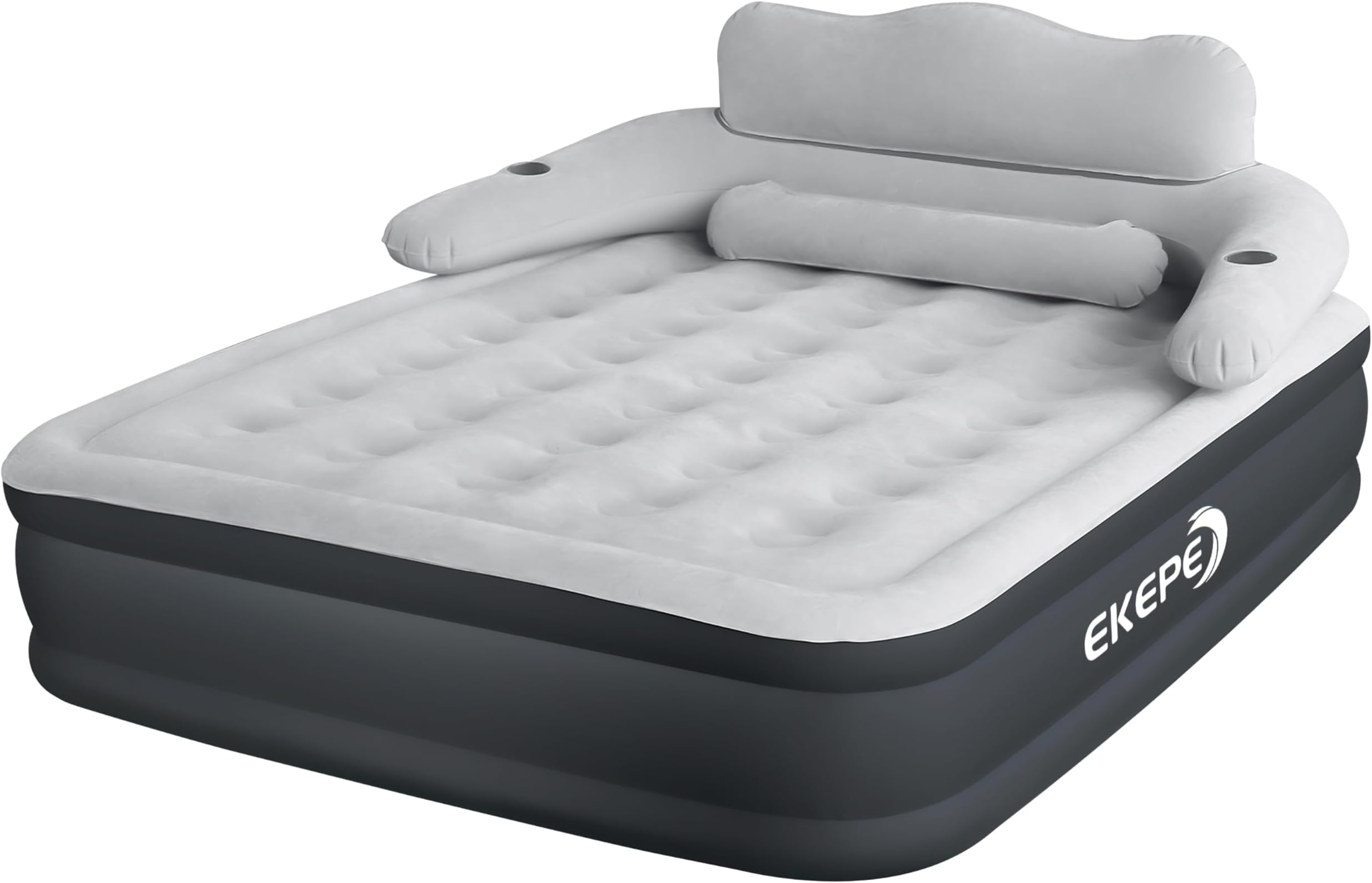 EKEPE Inflatable Queen Air Mattress with Headboard, 18 Inch