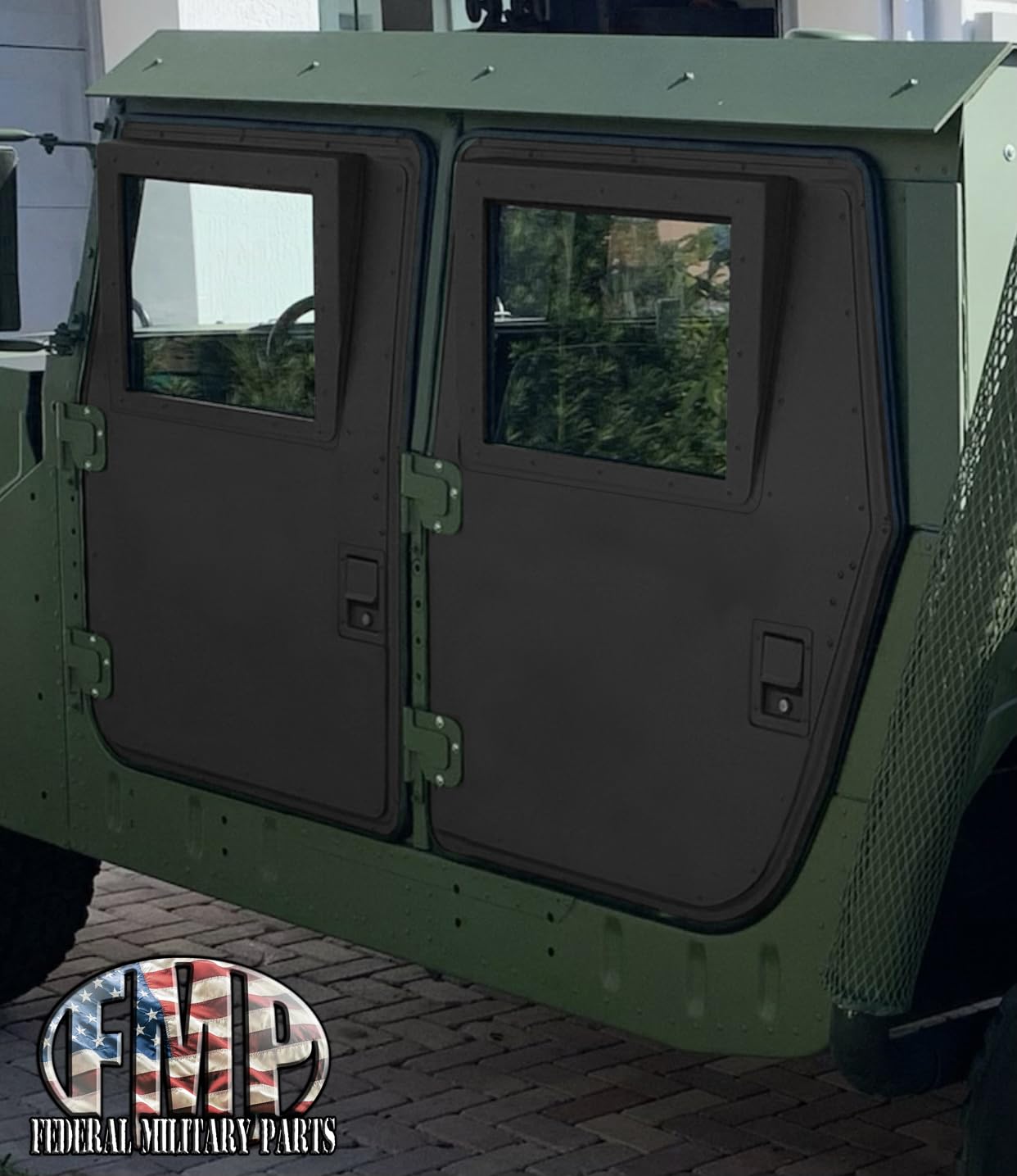 Military Hard X-Door Skins, Door Surface Armor Only, Set of 4, Black Steel, Compatible with Humvee
