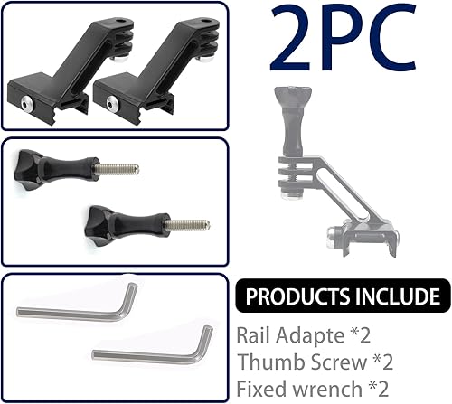 Miniatura 7 de 2 unidades de montaje vertical de riel de pistola para GoPro, adaptador de montaje en riel Picatinny de 0.787 in compatible con cámara de acción