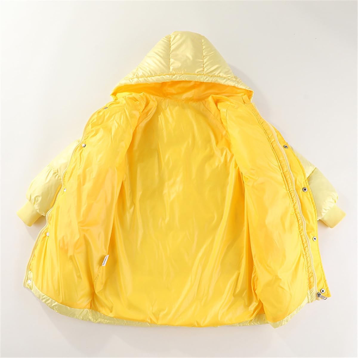 Little Girls Winter Warm Hooded Middle Long Sweety Down Jacket Zipper Pocket Puffer Outerwear Coat