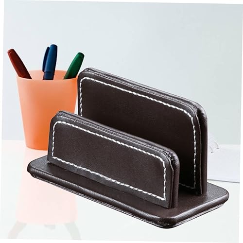 Miniatura 6 de Operitacx Estante de exhibición de tarjetas de escritorio Soporte de cuero para tarjetas de presentación de escritorio Soporte de tarjeta de