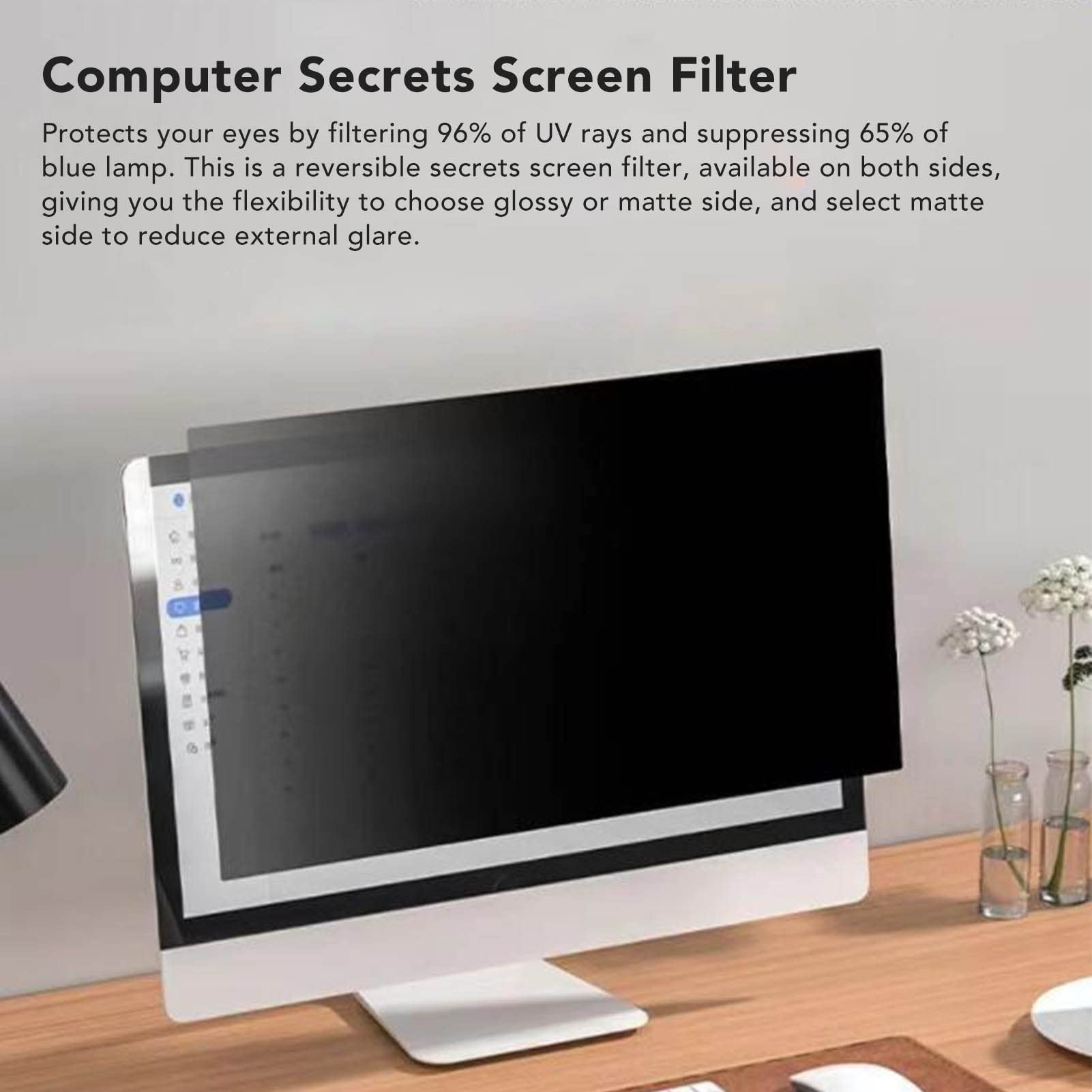 Gavigain 20in Computer Privacy Screen 16:9 Blue Light Blocking Screen Protector Panel Computer Monitor Screen Protector for Computer, Monitor, Desktop PC