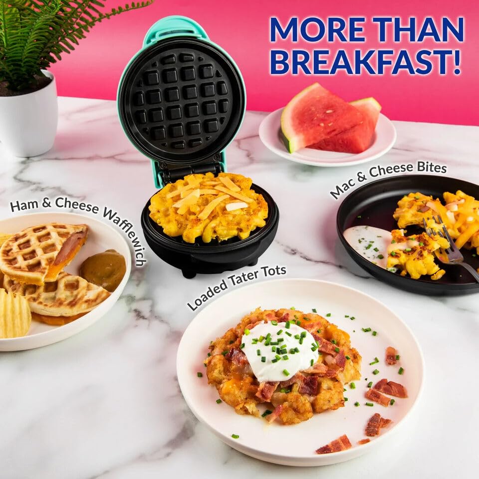Miniatura 3 de Mini Maker Waffle Maker 5" Oblea antiadherente de hierro relleno Wafflera rellena control de dorado ajustable, corazón, azul