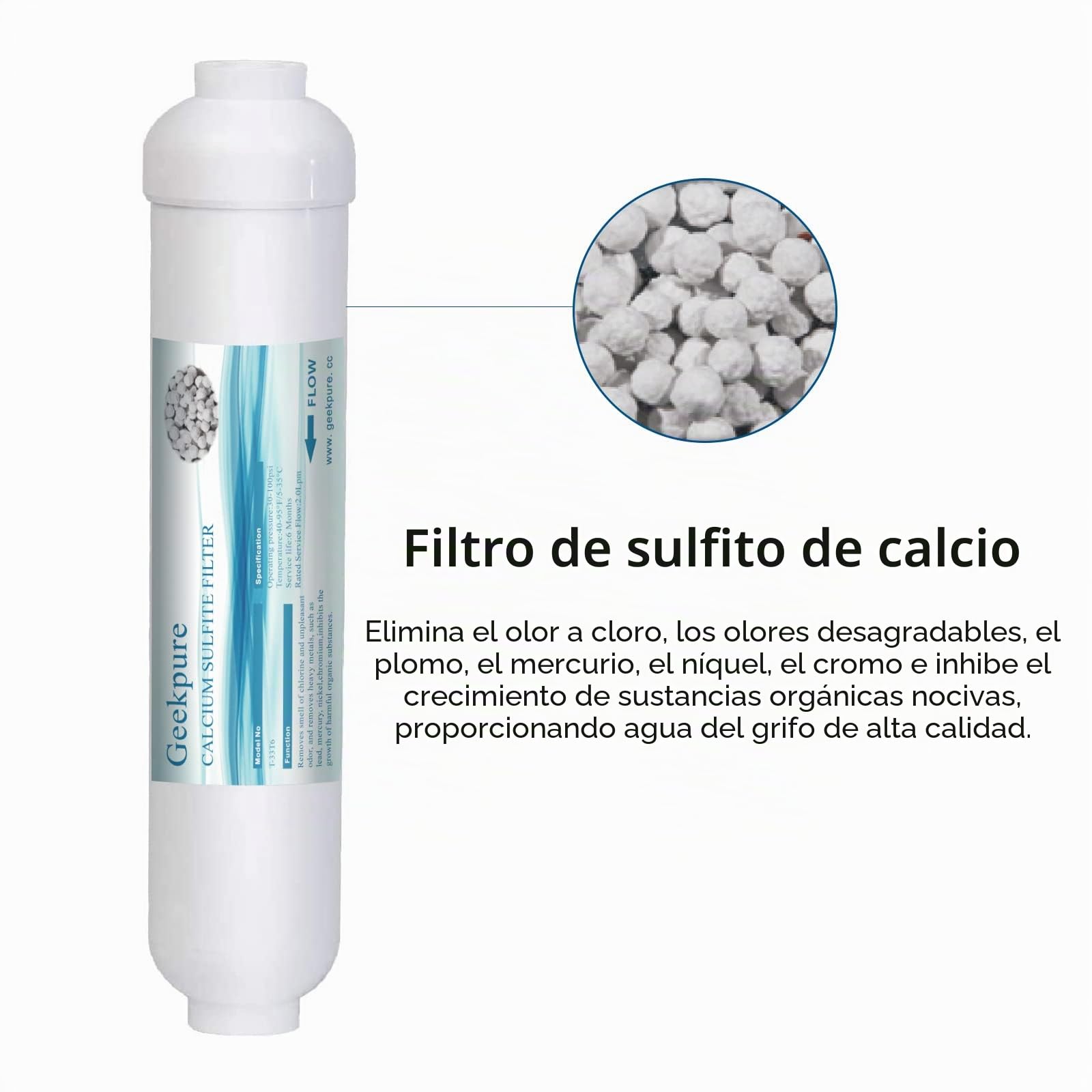 Geekpure Inline Under Sink Kit de Filtración de Agua Potable Sistema DIY Eliminar Cloro