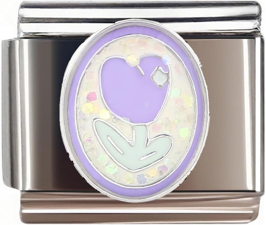 Italian Bracelet Charm,9mm,Self Love Club Heart,Color > Purple