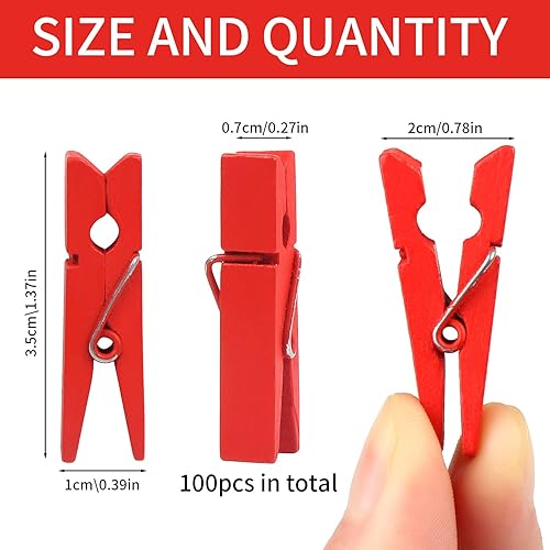 Miniatura 2 de KIMOBER 100 pinzas de madera para ropa, pinzas de colores mixtos para fotos, fotos, papel, manualidades, 1.37 pulgadas