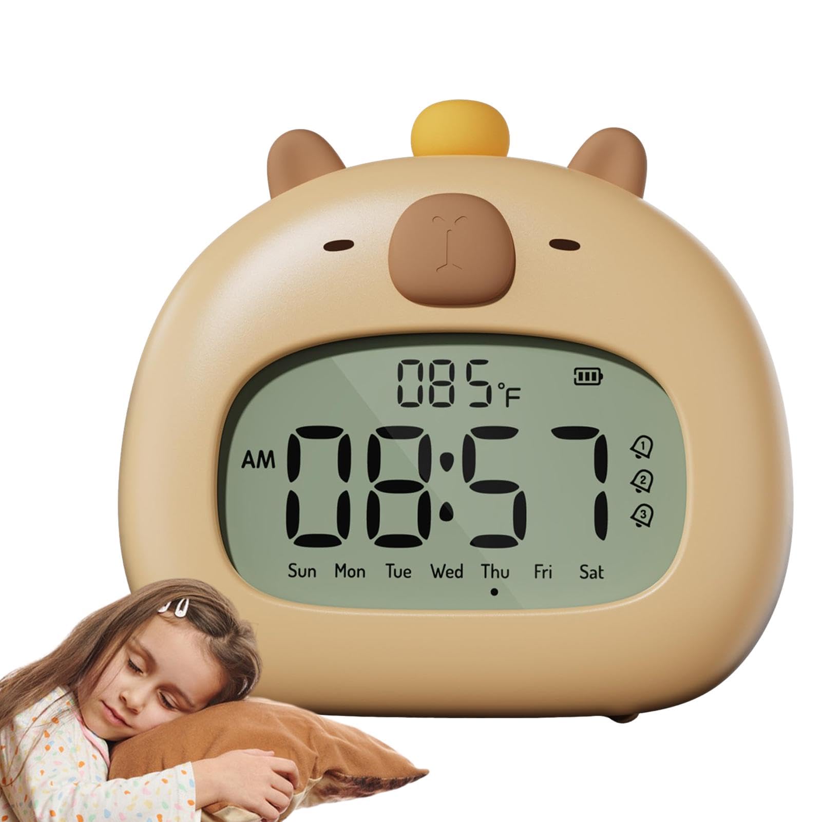 Veilleuse réglable Capybara avec réveil esthétique multifonction