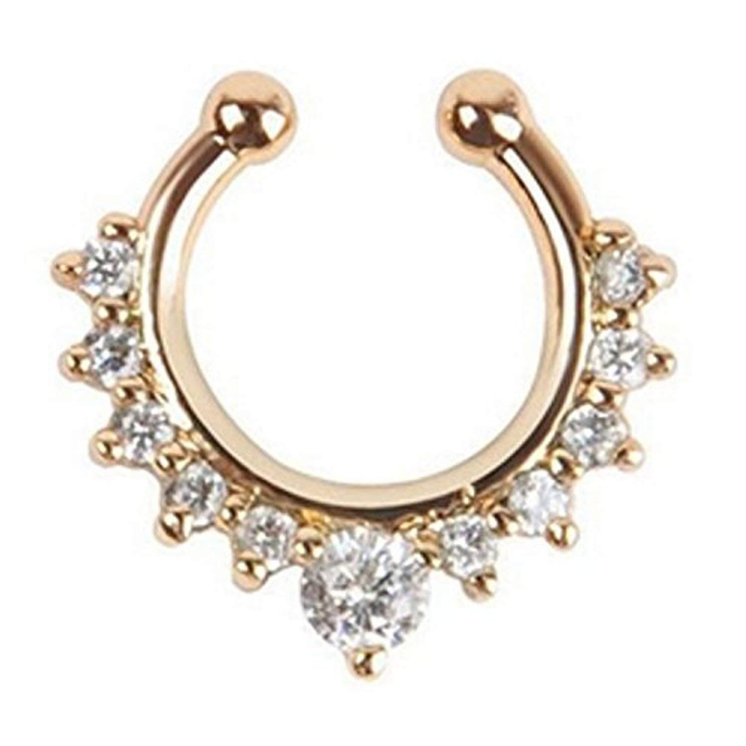 Chandrika Pearls Gems & Jewellers Silver Metal Crystal Gold-Plated Brass Septum Nose Ring for Women and Girls (B07HVHV7CK) Amazon Price History, Amazon Price Tracker
