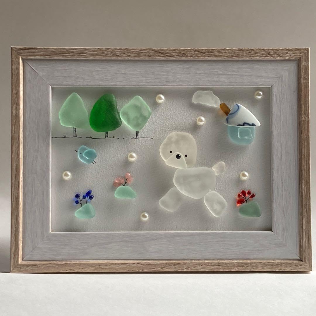 Amazon.co.jp: 大きめサイズ うちの子シーグラスアート ビション