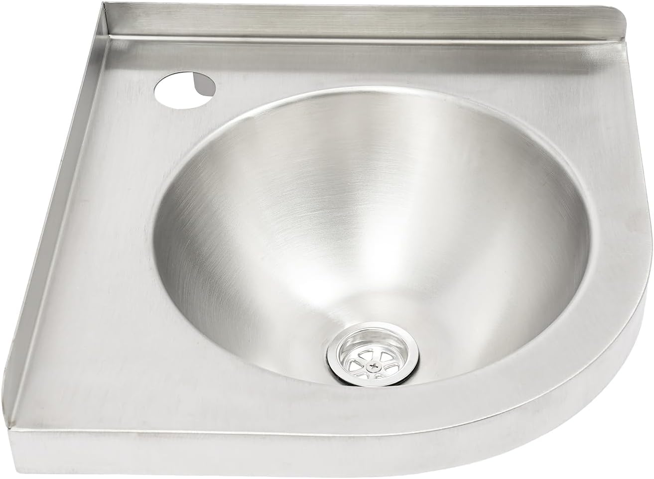 Triangular Mini Vanity Hand Basin Sink, 12x12in Wall Mount Corner Single Bowl Sink, 304 Stainless Steel, 31.5in Drain Pipe for RV, Bathroom, Bar (Silver)