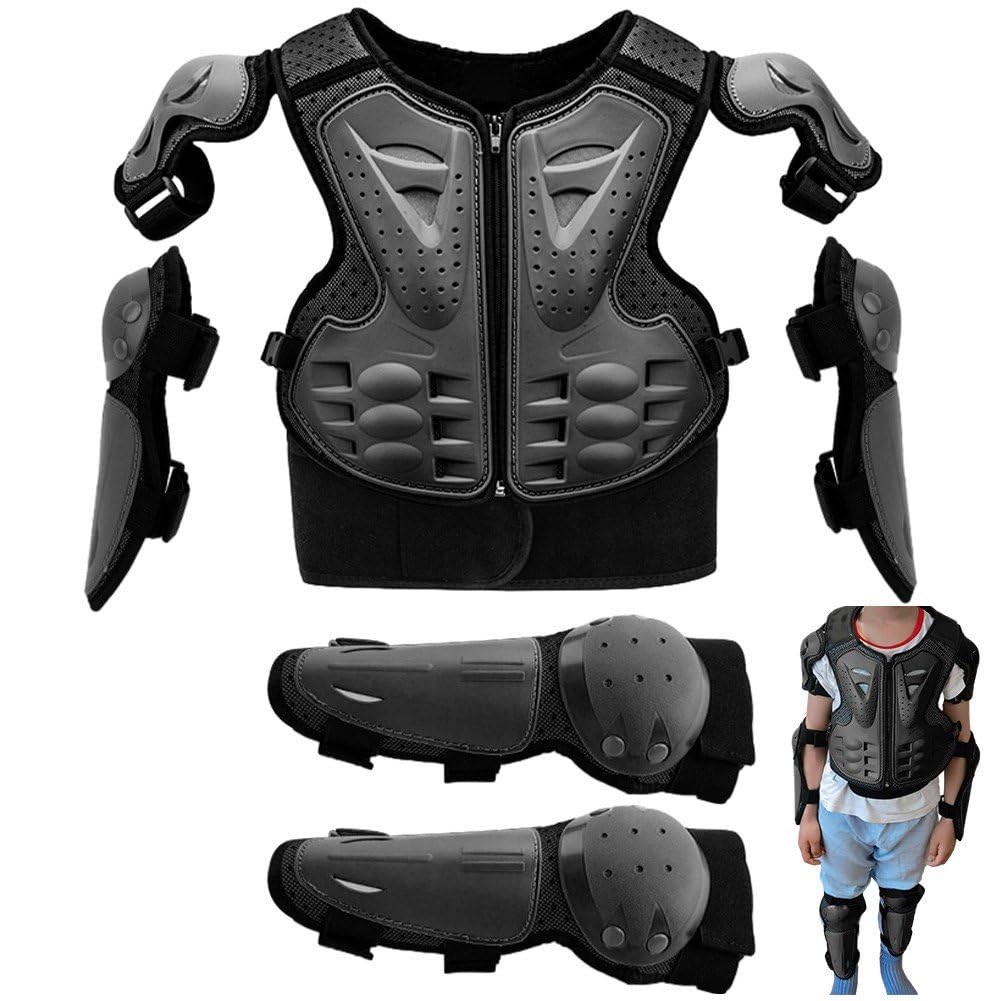 Dianzan Gilet Motocross per Bambini, con Ginocchiere E Gomitiere, Protezione per Il Torace, per Bambini dai 6 13 Anni