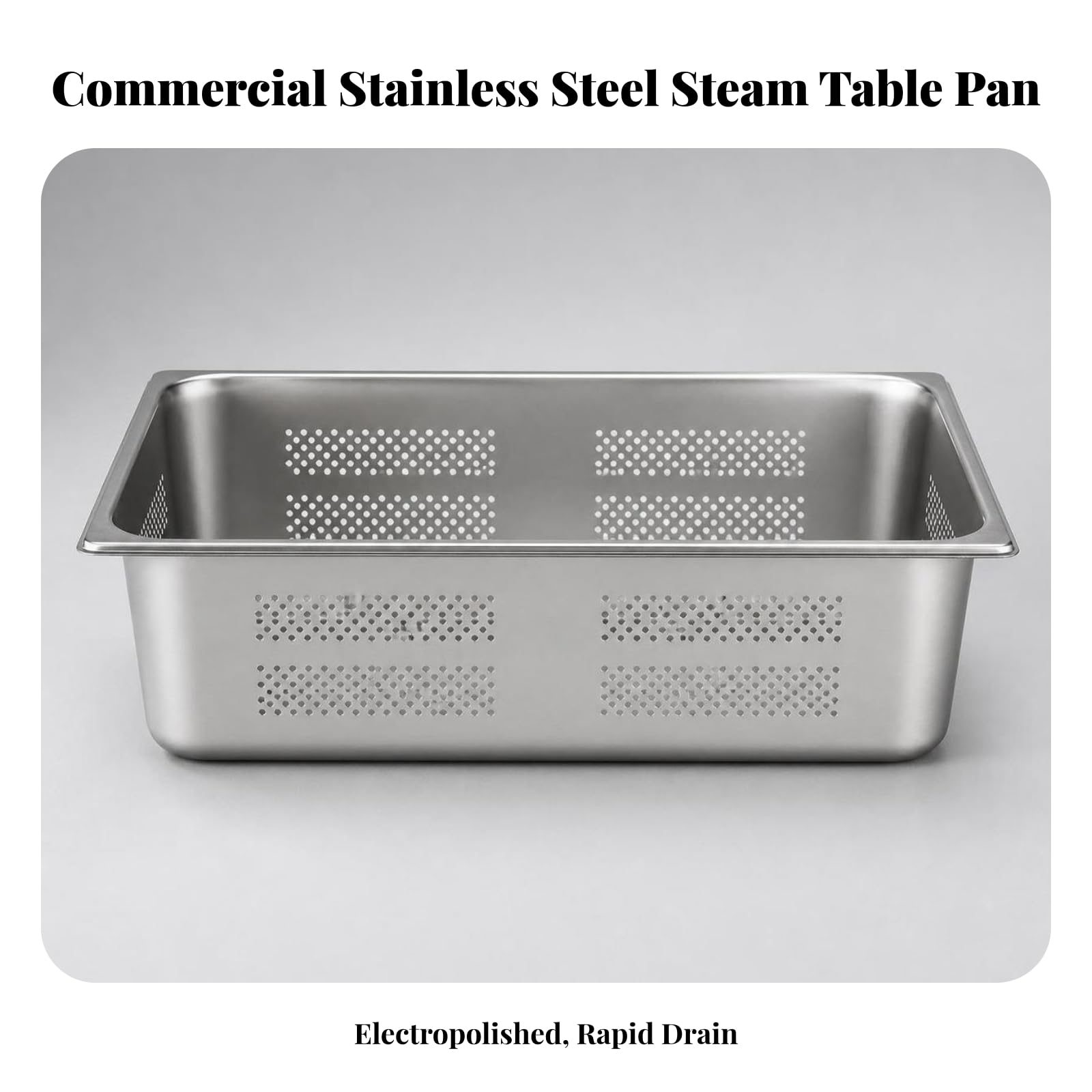 Pforit | Standard-Gastronomiebehält-Behält mit Lochung, rostfrei, Abtropfschale mit gelochtem, für Buffet, Warmhaltestation, 53.5 X 32.5 X 15 CM
