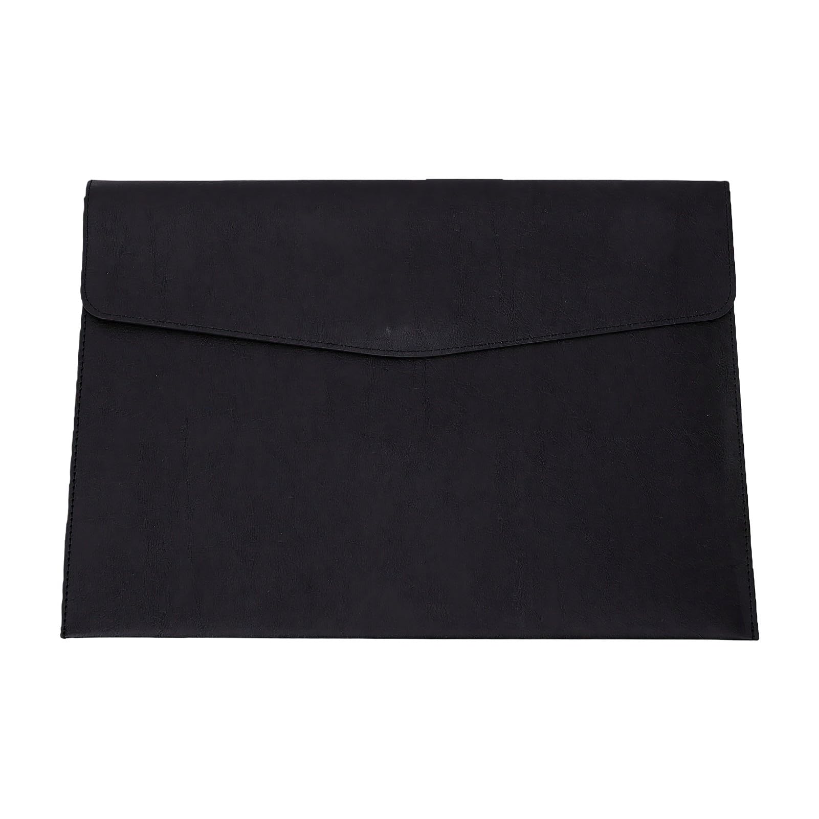 HEEPDD Leather File Folder A4 PU Snap Closure, 9.25x12.99in Document Envelope, 0.39in Thin Lightweight, Dust Proof Damp Resistant, for Business Office School Travel (Black)
