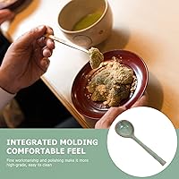 Vista 6 de Hemoton Cuchara de postre de cerámica de estilo japonés, utensilio doméstico versátil para sopa, arroz y gachas de avena, fácil de limpiar, agarre