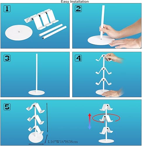 Miniatura 4 de Soporte para controlador blanco, soporte para auriculares, gran controlador de 3 niveles, organizador de auriculares para todos los auriculares,