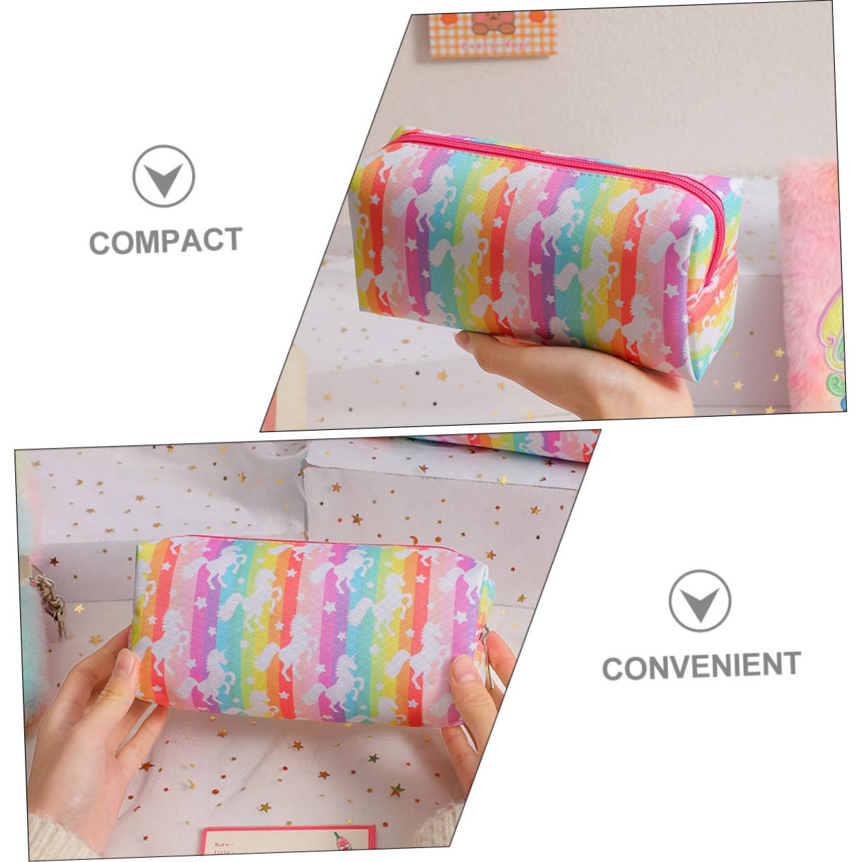 NUOBESTY 5pezzi Astuccio Per Design Unicorno Borsa Per Cancelleria Decorativa Capacità Con Cerniera Pratica e Leggera Organizer Per Matite e Accessori Scolastici