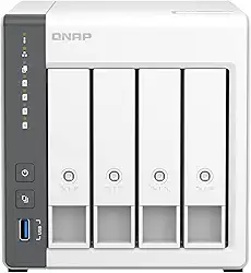 Storage NAS QNAP TS-433-4G-US (ARM de 4 núcleos Cortex-A55 de 2,0 GHz/4 GB integrada/1xPorta Ethernet 2,5 Gigabit (2,5G/1G/100M)/4BAIAS/80TB/TORRE/*SEM HDD*)