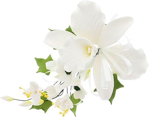 Vista 8 de Global Sugar Art Cattleya Orchid Sugar Cake Flowers - Aerosol arqueado, blanco, 1 unidad por el chef Alan Tetreault Cattleya - Spray de orquídea