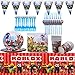62Pcs Stoviglie per Feste Set - Miotlsy Stoviglie Tema Forniture, Incluse Stoviglie Tovaglioli Gagliardetti, Tovaglia, Banner di Compleanno Decorazioni Roblox Party Tableware Game Day Party