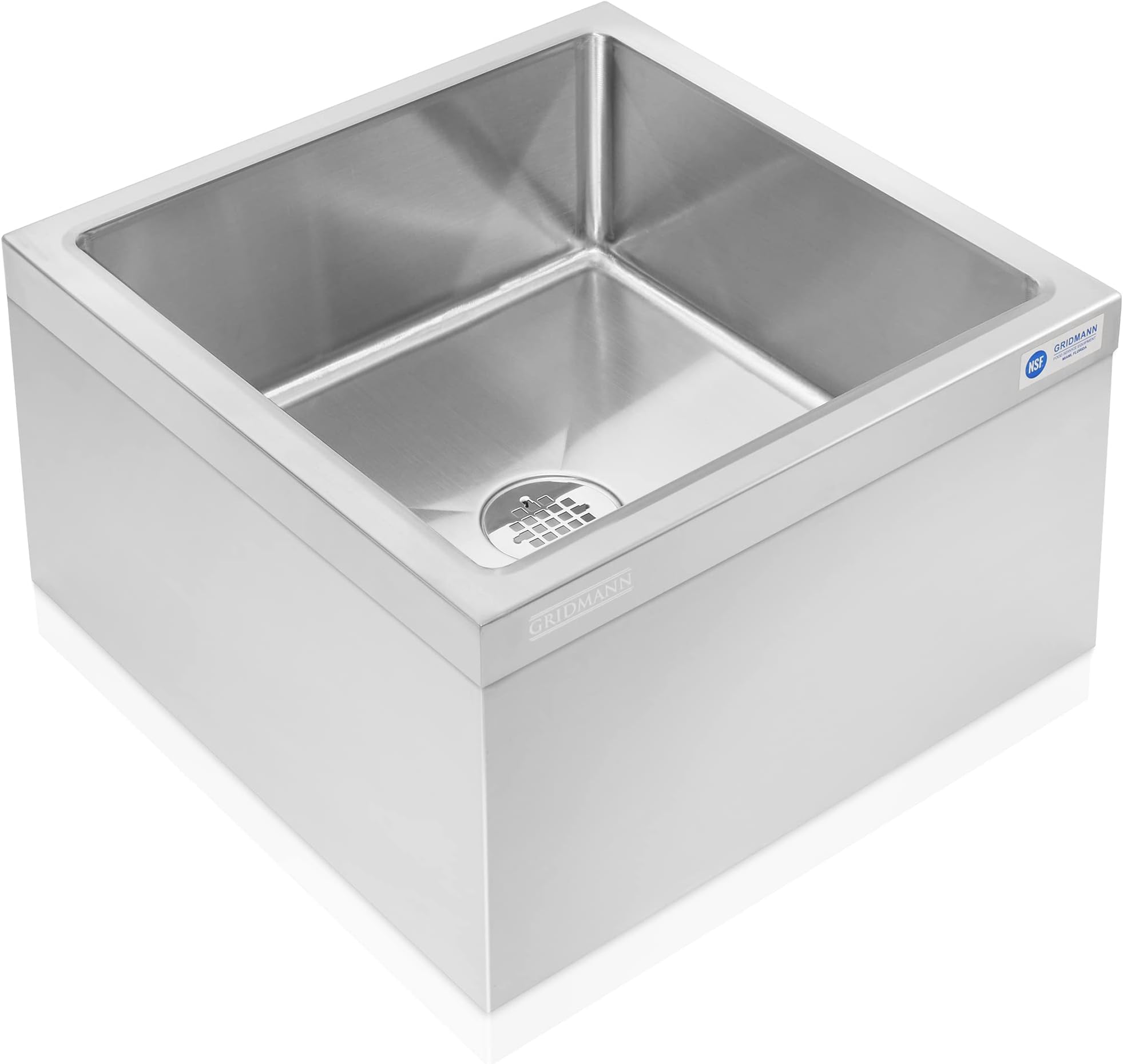GRIDMANN Stainless Steel Floor Mop Sink - 24" x 24" x 13", NSF Certified