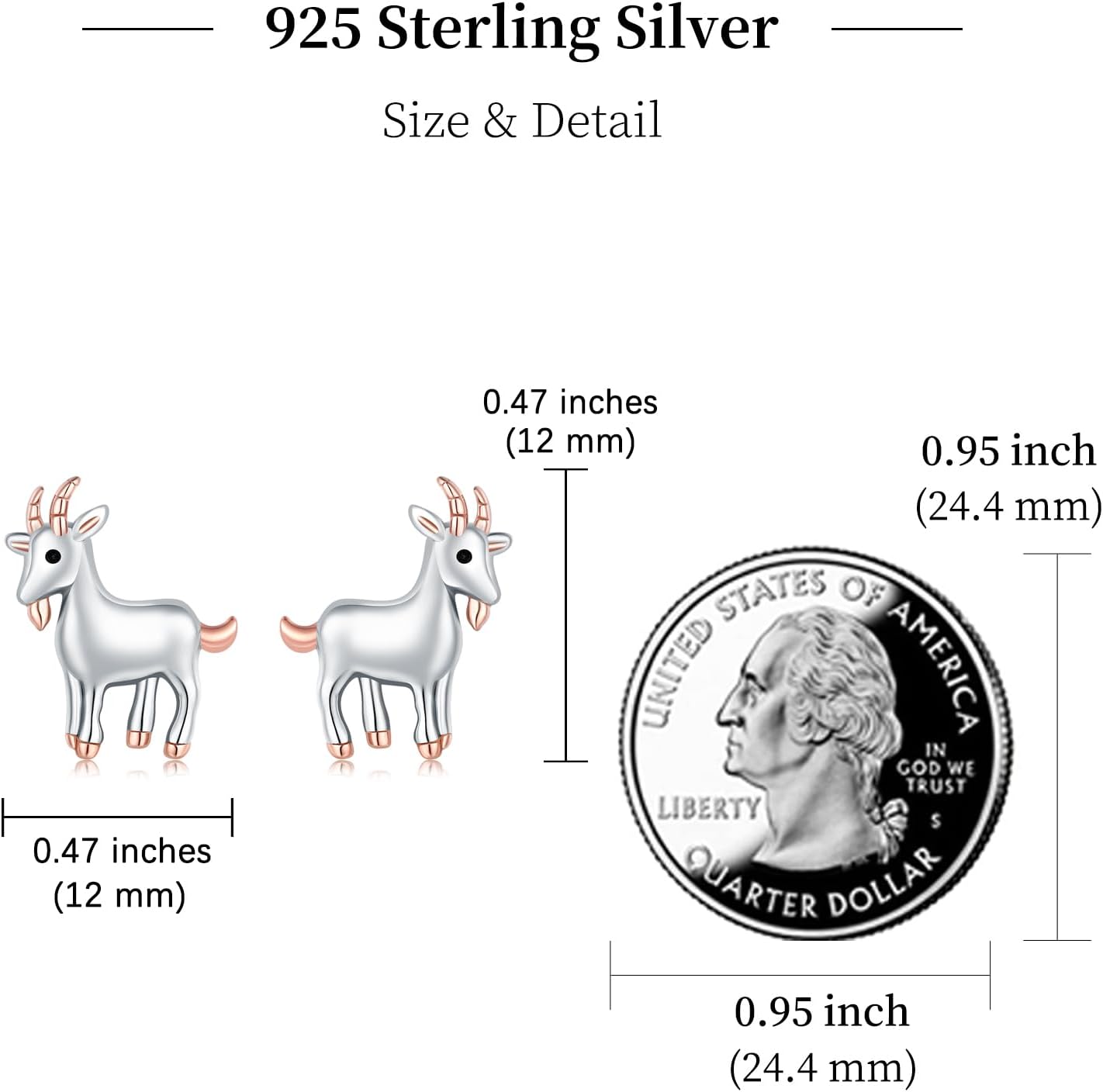 Goat Stud Earrings for Womens 925 Sterling Silver Hypoallergenic Farm Goat Earring Goat Jewelry Animal Jewelry Gifts for Women