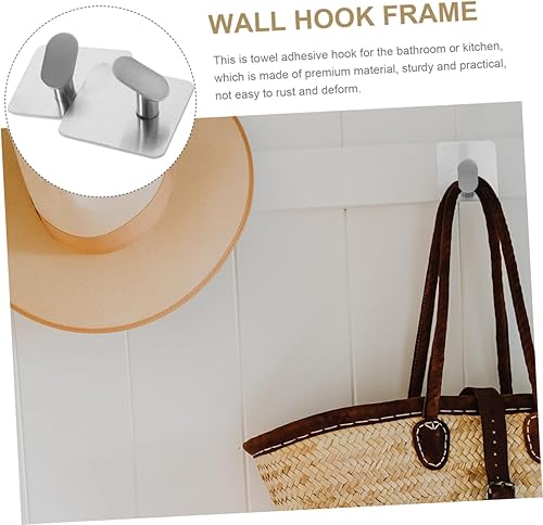 Miniatura 5 de 4 ganchos autoadhesivos de acero inoxidable para baño y cocina, ganchos de toalla para colgar toallas, abrigos y bolsas, fácil instalación, no