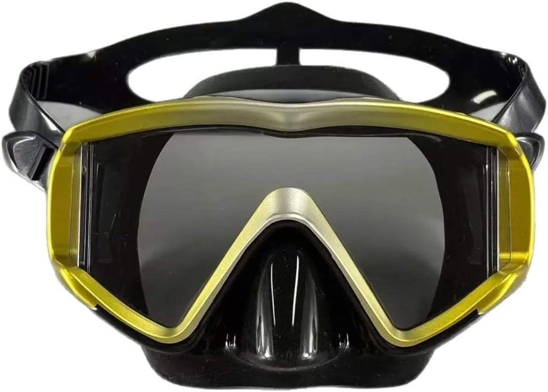 Compatible for Large-Frame Diving mask with Three-Way Mirror Anti-Fog Swimming Goggles with Nose Protection Adult Resin