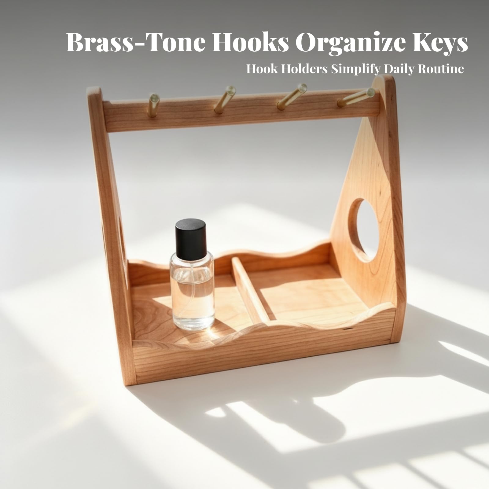 Organizador con Ganchos | Larales Recortadas, varios niveles, Mueble, para Escritorio, Recibidor, Marrón