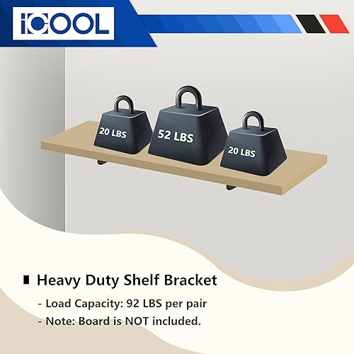 Miniatura 3 de ICOOL Soporte de estante triangular, paquete de 4 soportes de pared ocultos resistentes de 8 pulgadas, soporte de estante de metal flotante para