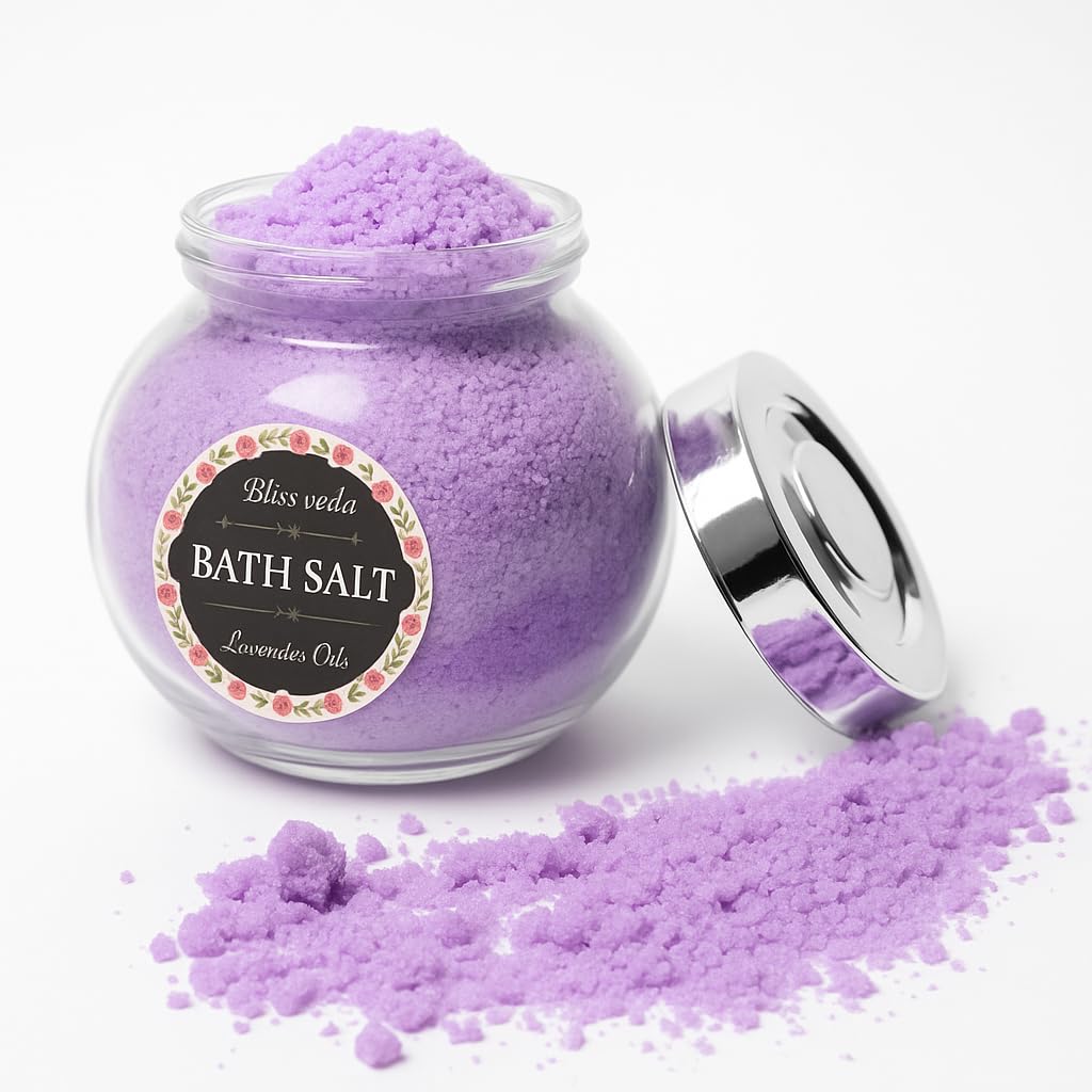 generic Bliss Veda Homemade Scented Bath Salt with Lavender Essential Oil | Aromatherapy Spa Soak with Pink Salt, Epsom Salt & Sea Salt for Muscle Pain Relief, Foot Soak, Body Relaxation & Soreness Recovery | Perfect for Post-Workout Recovery, Gym Enthusiasts, Athletes & Spa Centers 300g Glass Jar (Pack of 1)-picture-46