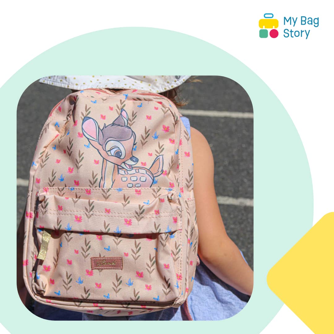 mybagstory - Plecak - Bambi - Beżowy - Disney - Dzieci - Szkoła - Żłobek - Przedszkole - Przedszkole - Tornister dziewczęcy - Rozmiar 31 cm - Regulowane ramiączka - Pomysł na prezent
