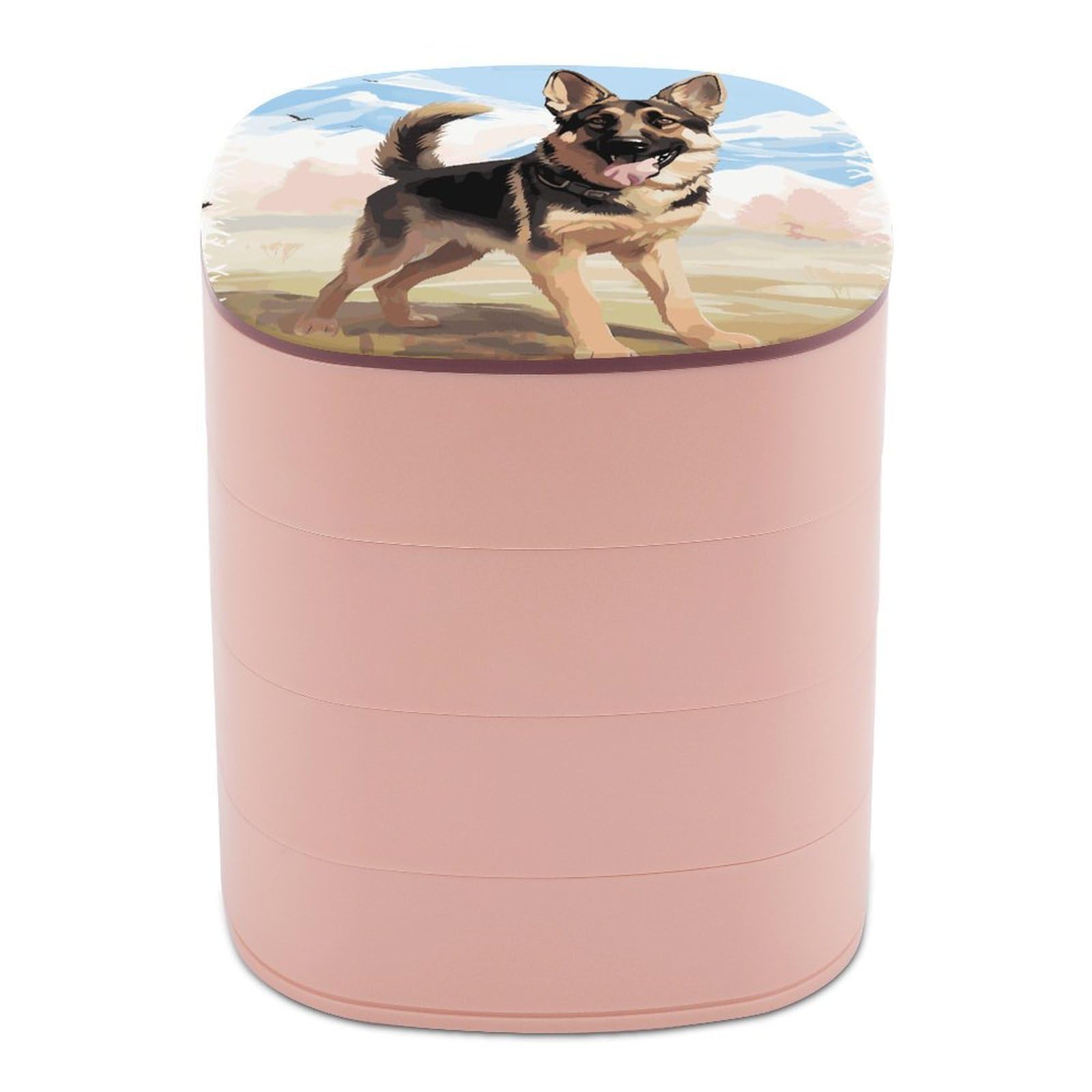 JTREHY German Shepherd Dog Lovers Jewelry Box 4-Layer Covered Rotating Jewelry Storage Box Large Capacity Storage Boxes Portable Jewelry Case for Bracelets Earrings Necklace