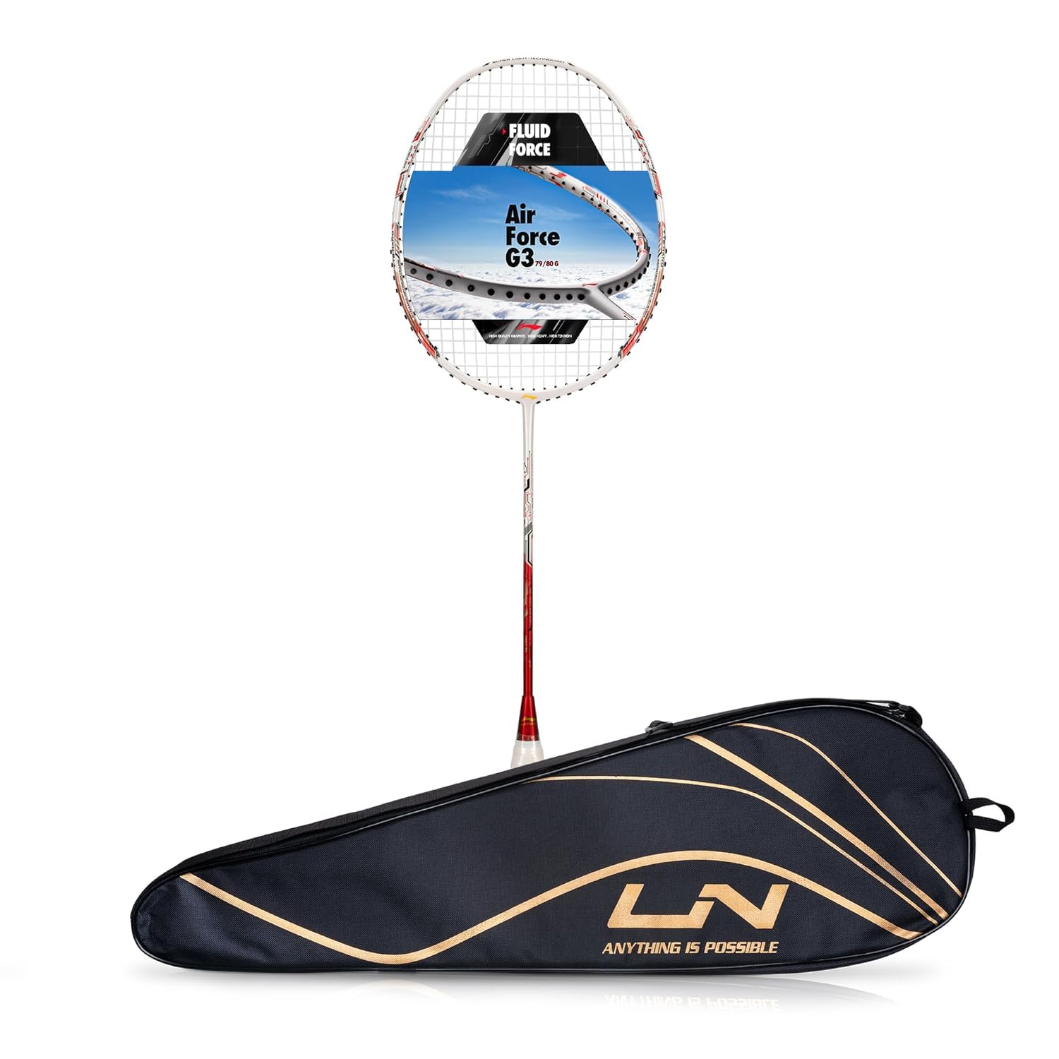Li-Ning Air-Force G3 Carbon Fibre Badminton Racket for Adults | Premium Shuttle Racquet with Protective Full Cover | Expertly Strung for Maximum Power (White/Red/Black)-image-46