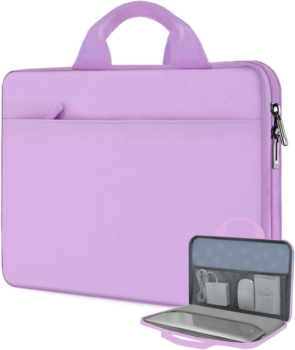 Hseok Laptop Case 13.3-14 inch Briefcase Handbag, Water-Resistant and Shockproof Computer Sleeve Compatible with MacBook Pro 14", Mac Air/Pro 13.3" and 13"-14" Notebooks Chromebooks,Purple
