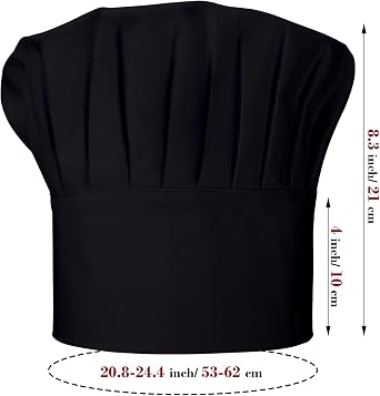 Chef Apron and Hat set, 2 Pockets Adjustable Cotton Kitchen Cooking Bib Apron, Baker Costume for Men Women