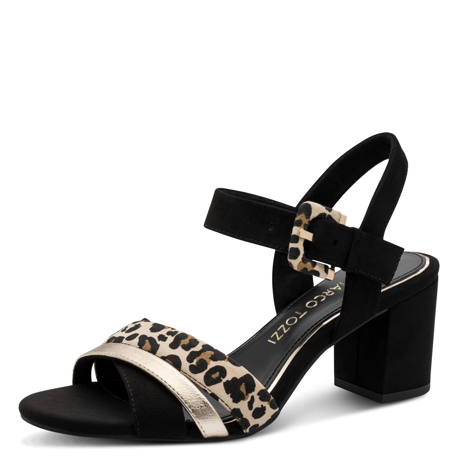 Marco Tozzi Women's Black Leopard Print Buckle Heel Size 40