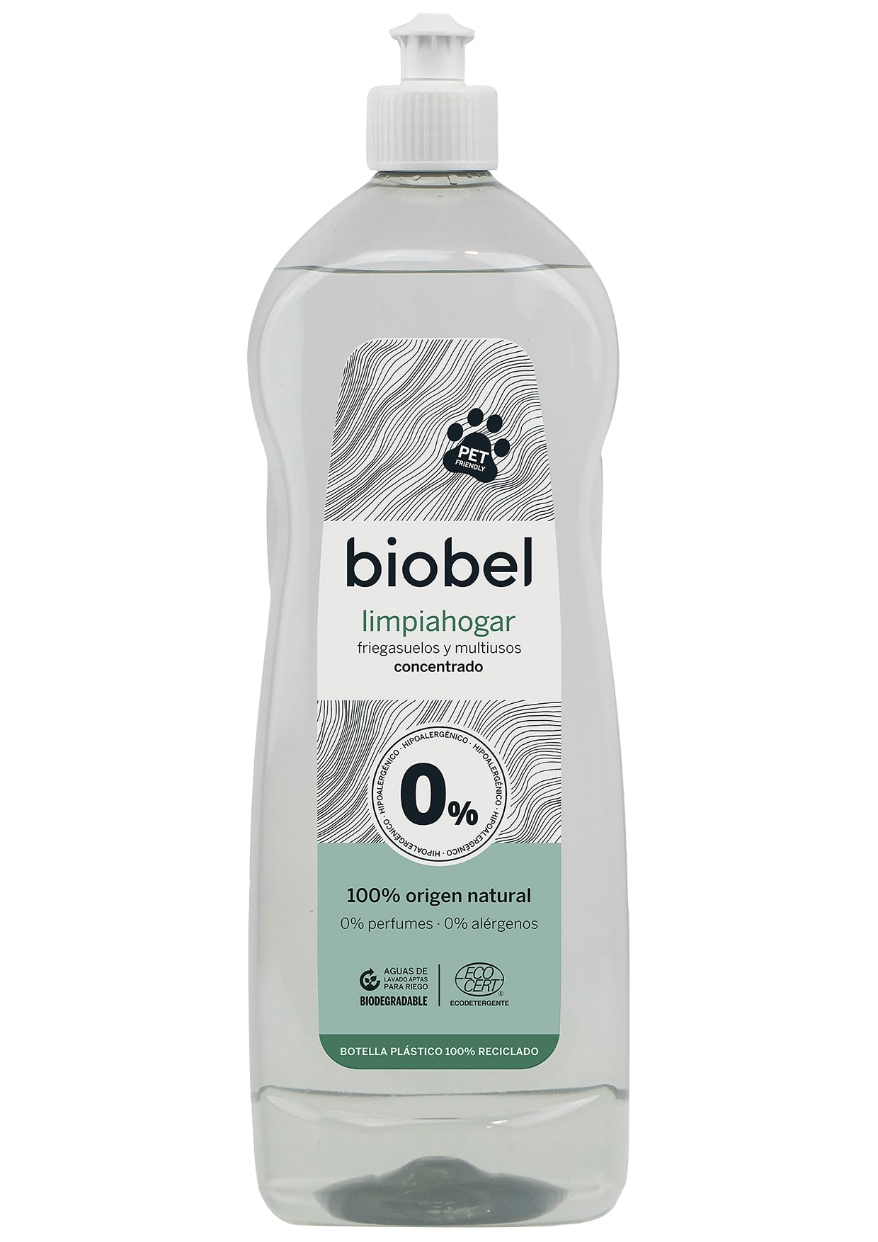 Biobel 0% - Limpiador Multiusos Ecológico Concentrado -​1L - Ingredientes Naturales - Biodegradable, Sin perfume y petfriendly