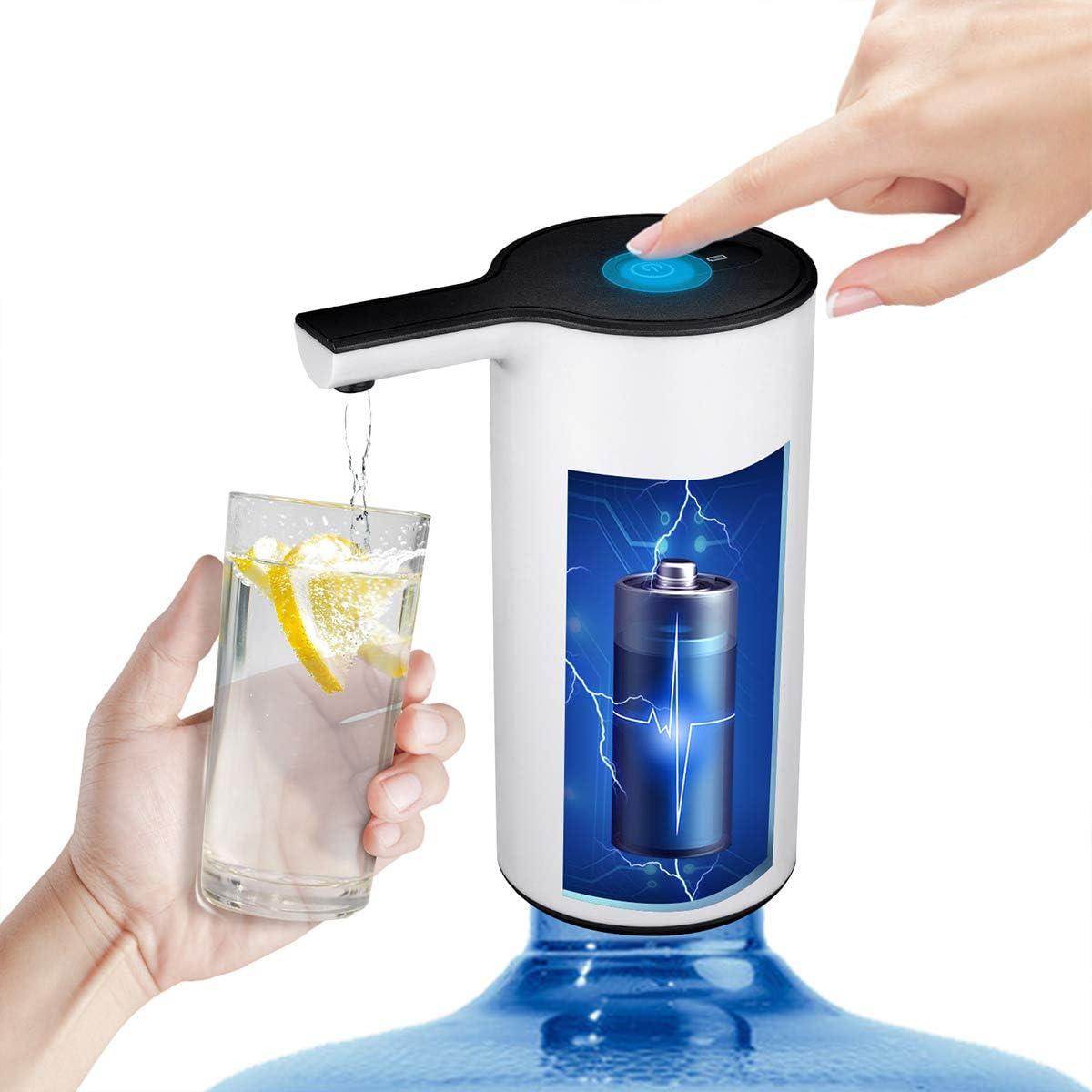 Water dispenser pump for 5 gallon Water bottle, Auto Bottled Gallon Water Jug Dispenser Pump (White/Silver) - - 